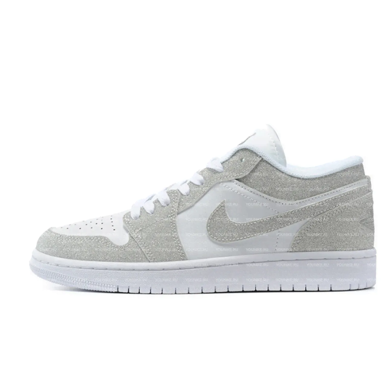 Мужские кроссовки Nike Air Jordan 1 Low (серый-белый)-0